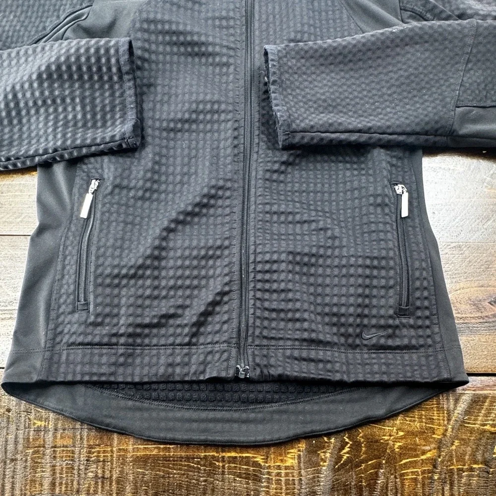 Nike Fit Dry Women's Dot Waffle Knit Golf Jacket Black Dry Fit Small 38